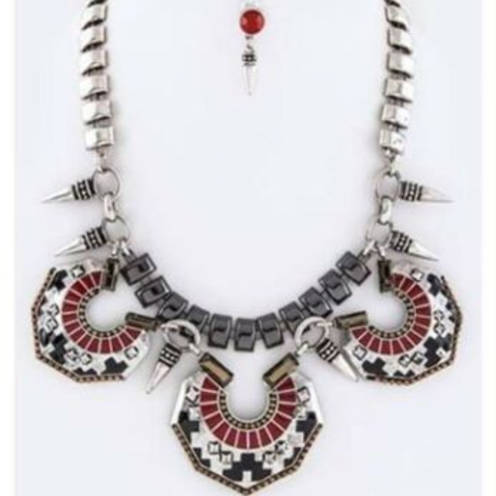 Tribal Dagger & Shield Statement Necklace/Earring